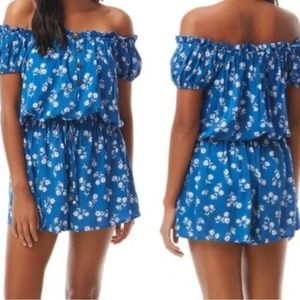 Kate Spade Blue Floral Off The Shoulder Romper
